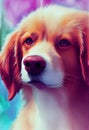 Watercolor portrait of cute Great Pyrenee dog. Royalty Free Stock Photo