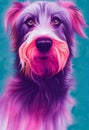 Watercolor portrait of cute Irish Wolfhound dog. Royalty Free Stock Photo