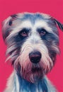 Watercolor portrait of cute Irish Wolfhound dog. Royalty Free Stock Photo