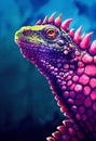 Watercolor portrait of cute marine iguana water animal. Royalty Free Stock Photo