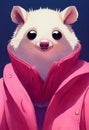 Watercolor portrait of cute opossum land animal. Royalty Free Stock Photo