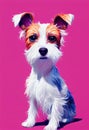 Watercolor portrait of cute Parson Russell Terrier dog.