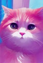 Watercolor portrait of cute Ragamuffin cat. Royalty Free Stock Photo