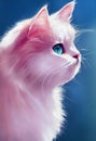 Watercolor portrait of cute Ragamuffin cat. Royalty Free Stock Photo