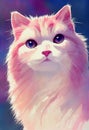 Watercolor portrait of cute Ragamuffin cat. Royalty Free Stock Photo