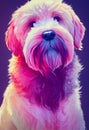 Watercolor portrait of cute Soft Coated Wheaten Terrier dog. Royalty Free Stock Photo