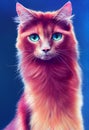 Watercolor portrait of cute Somali cat. Royalty Free Stock Photo