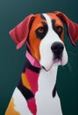 Watercolor portrait of cute Treeing Walker Coonhound dog. Royalty Free Stock Photo