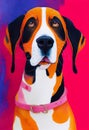 Watercolor portrait of cute Treeing Walker Coonhound dog. Royalty Free Stock Photo