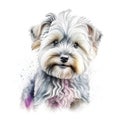 Watercolor portrait of a dog breed Yorkshire Terrier on a white background generative AI Generative AI
