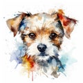 Watercolor Portrait Painting of Puppy. AI generative