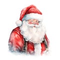 Watercolor portrait santa claus. Cute Father Frost