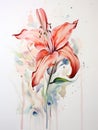 Watercolor Portrayal of the Kakabeak Flower on a White Canvas AI Generated