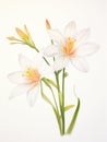 Watercolor Portrayal of Zephyranthes Minuta Flower on White Canvas AI Generated