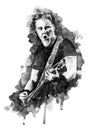 Watercolor poster of a famous musician. Rock star. Music legend.