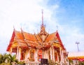 Watercolor of Preng temple at Samut prakan at thailand