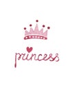 Watercolor princess word with pink crone