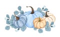 Watercolor Pumpkin Composition, Floral Pumpkins, Halloween Clip Art, Autumn Design Elements, Fall Arrangement, Harvest
