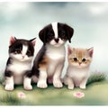 Watercolor Pups and Kittens - Friends for Life