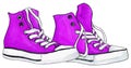Watercolor purple crimson sneakers pair shoes isolated vector