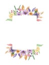 Watercolor Purple Frame Lilac Wreath Spring Summer Flower Pink Hand Painted Royalty Free Stock Photo