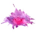 Watercolor purple and pink stain with blots