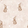 Watercolor rabbits seamless pattern