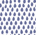 Watercolor Rain Droplet Texture on White Background. Hand Drawn Wonky Organic Falling Rainy April Shower Vector Pattern. Seamless Royalty Free Stock Photo