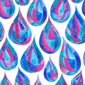 Watercolor rain drops seamless pattern. Hand painted abstract modern texture for surface designs, textiles, wrapping