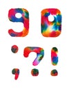 Watercolor rainbow numbers Royalty Free Stock Photo