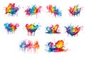 Watercolor rainbow paint splash brush stroke and Colorful Ink paint splatter powder festival explosion abstract background Royalty Free Stock Photo