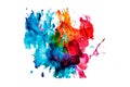 Watercolor rainbow paint splash brush stroke and Colorful Ink paint splatter powder festival explosion abstract background Royalty Free Stock Photo