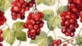 Watercolor Raisin Branches: Handpainted Red Grapes Pattern