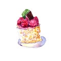 Watercolor raspberry mini cake