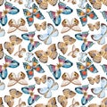 Watercolor raster butterfly pattern