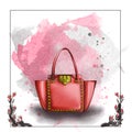 watercolor raster illustration of a designer bag Royalty Free Stock Photo