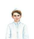 Watercolor realistic child portrait Royalty Free Stock Photo