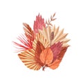 Watercolor realistic composition on autumn theme - bouquet of leaves. Hand-drawn illustration isolated on white Royalty Free Stock Photo