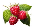 raspberries. beautiful ripe berries and leaves isolated clipart