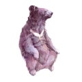 Watercolor realistic Grizzly bear forest animal