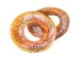 Watercolor realistic illustration of bagel isolated on white