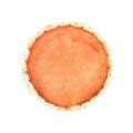 Watercolor realistic traditional dessert for Thanksgiving dinner, orange pumpkin pie. Hand-drawn illustration isolated