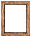 Watercolor rectangular brown wood carved picture frame - hand painted illustration isolated on white background