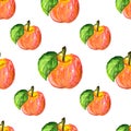 Watercolor red apple seamless pattern background Royalty Free Stock Photo