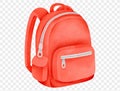 Watercolor red backpack isolated for student and school design vector Royalty Free Stock Photo