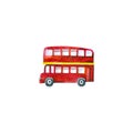 Watercolor red bus. Hand drawn illustration isolated on white. Icon of London symbol Royalty Free Stock Photo