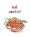 Watercolor red caviar