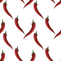 Watercolor Red chilli pepper. Mexican food. Seamless pattern Royalty Free Stock Photo