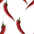 Watercolor Red chilli pepper. Mexican food. Seamless pattern Royalty Free Stock Photo