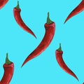 Watercolor Red chilli pepper. Mexican food. Seamless pattern Royalty Free Stock Photo